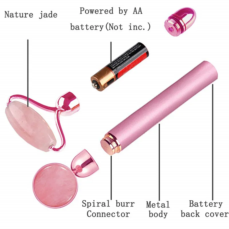 OEM Heating Beauty Bar Light Germanium Amethyst Vibrating Facial Massager Gold Heat Electric Jade Vibrating Face Roller