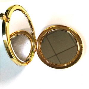 factory  audit custom logo round blue jewelry sticker metal double sided   foldable mirror with push bottom and hd glass
