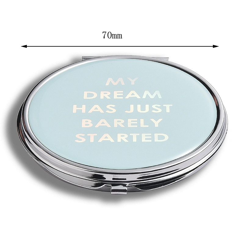 Fashion cosmetic metal mirror with epoxy sticker for custom desgin