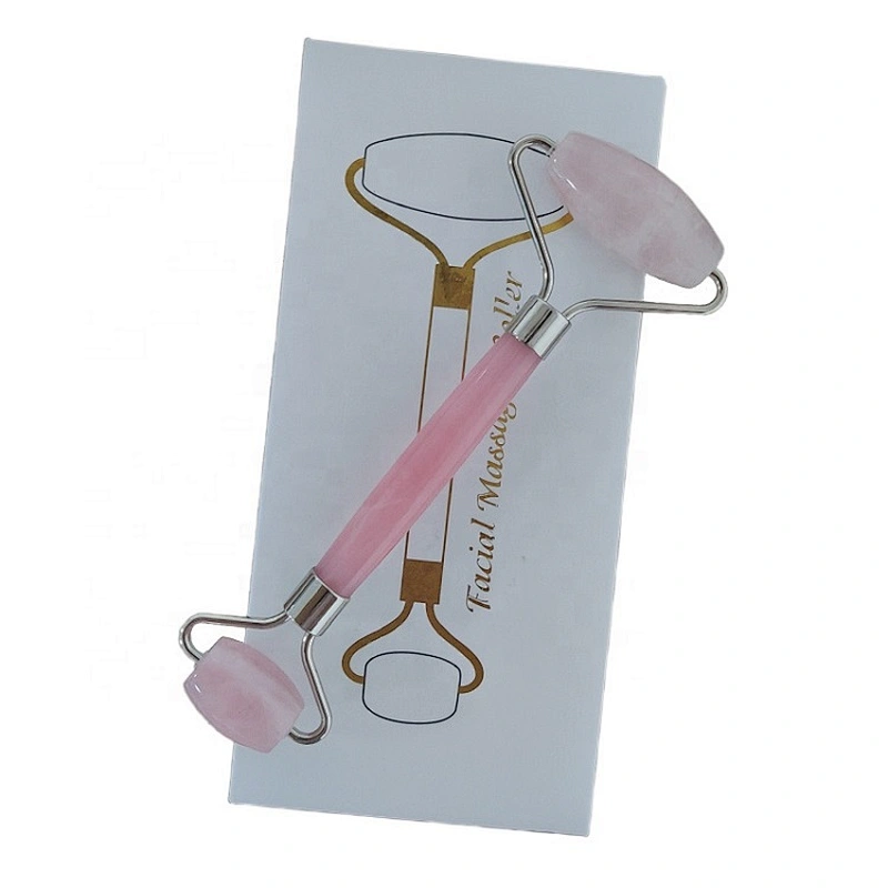 100% Natural Quartz Roller Beauty Rose Pink Jade Slimming Beauty Machine Facial Massager Roller for Face