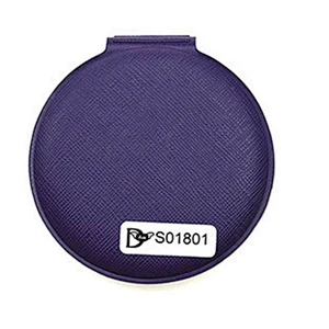 Wholesales advertising double sides leather purple handheld compact mirror