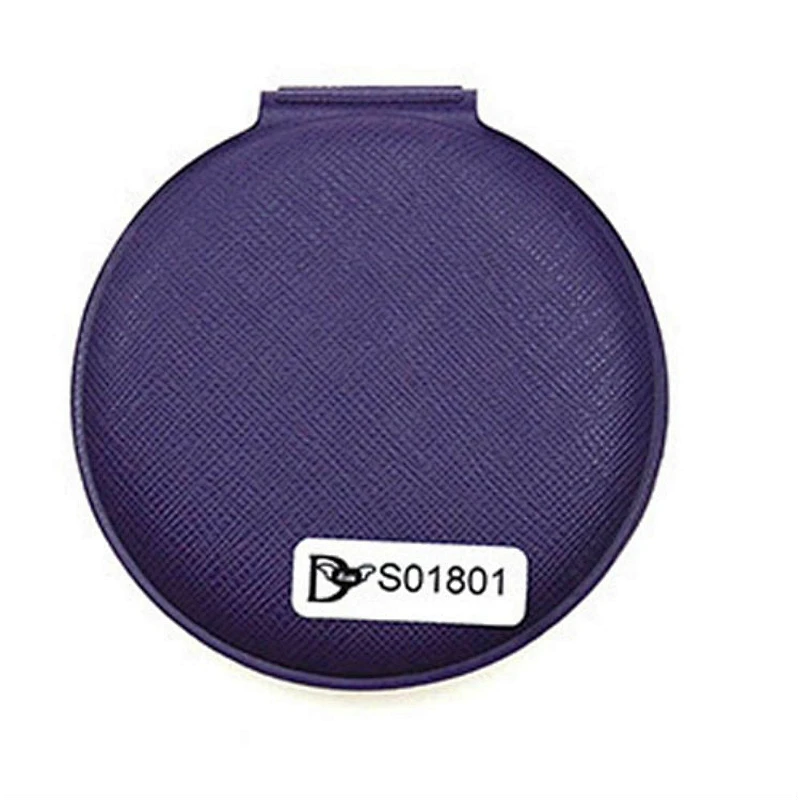 Wholesales advertising double sides leather purple handheld compact mirror