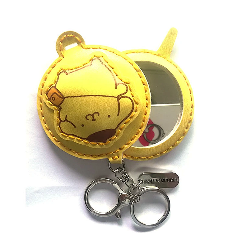 custom animal shape leather foldable pocket makeup mirror with keyring for Christmas and New Year's holiday gift