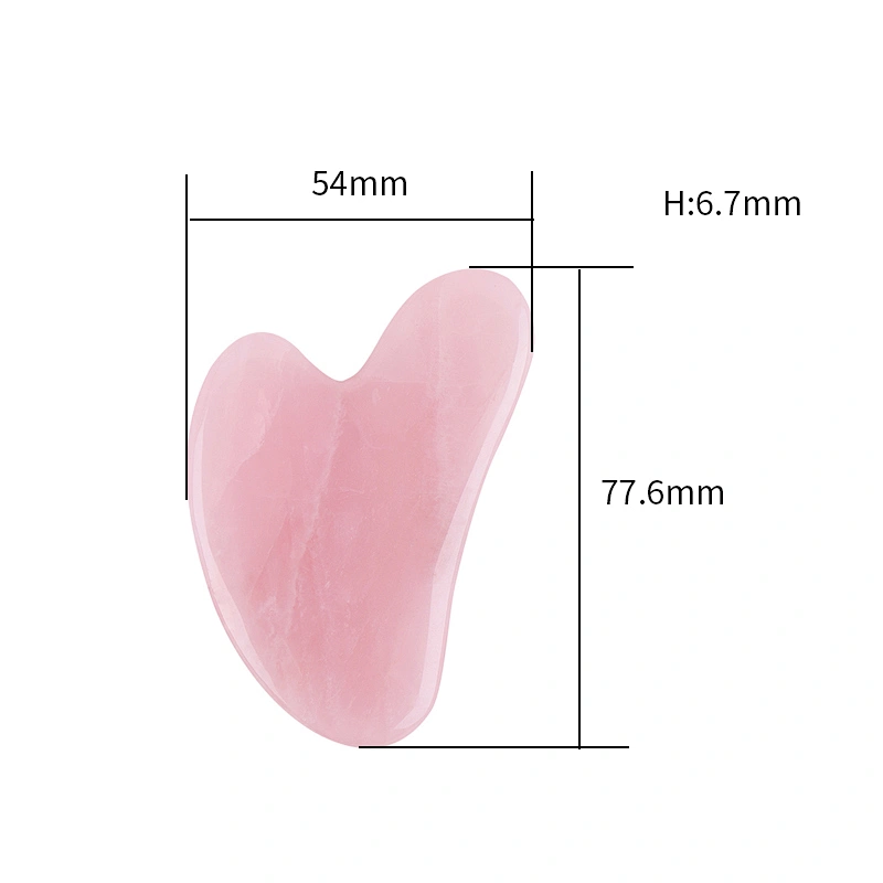 Custom Logo Heart Shaped Gua Sha Guasha Board Pink Rose Quartz Jade Stone Scraping Massage Tool