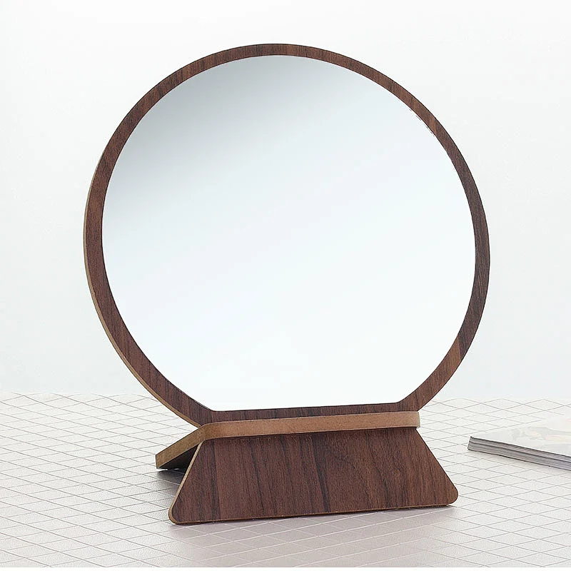 Wholesale antique large Industrial decorative metal wood round wall mirror for home living room
