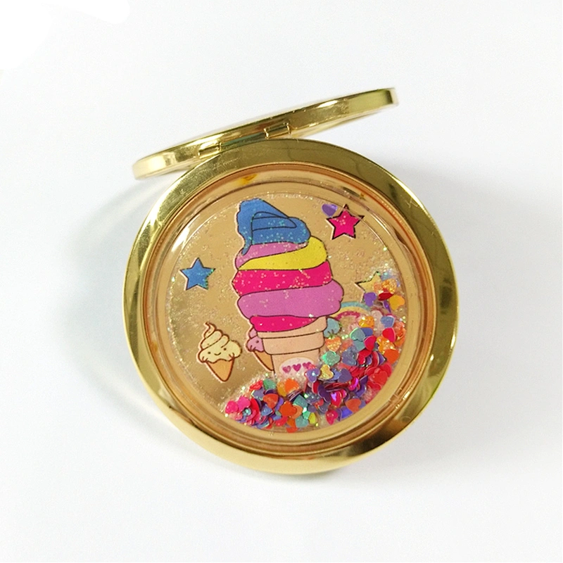 TUV factory audit custom glitter makeup mirror with silicone sheet