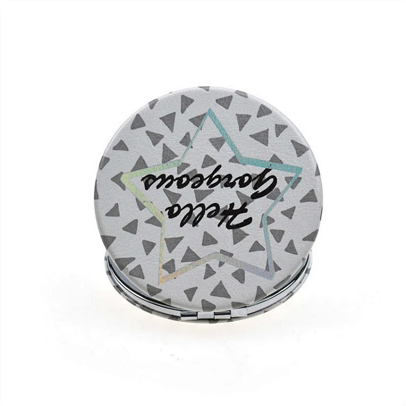 factory supply double-sided pu leather cosmetic makeup compact mirror for promotionall gift