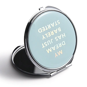 Fashion cosmetic metal mirror with epoxy sticker for custom desgin