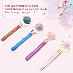 Wholesale  Custom logo Mini Eye Care Rose Quartz Nephrite Anti Aging Facial Natural Roll Ball Jade Roller