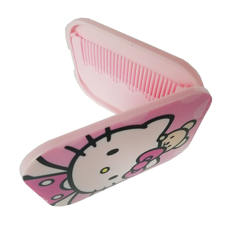 custom pink hello kitty handheld plastic mirror and comb sets for Christmas and New Year's gift