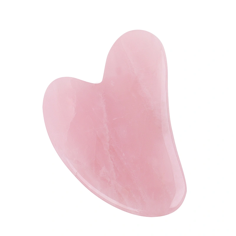 Custom Logo Heart Shaped Gua Sha Guasha Board Pink Rose Quartz Jade Stone Scraping Massage Tool