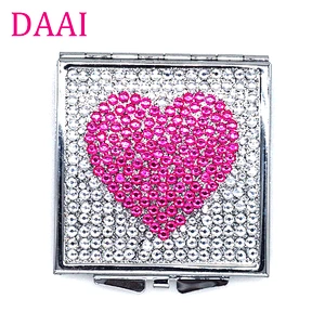 China factory custom plain double sided stainless iron pocket mirror with push botton and ISO9001 audit