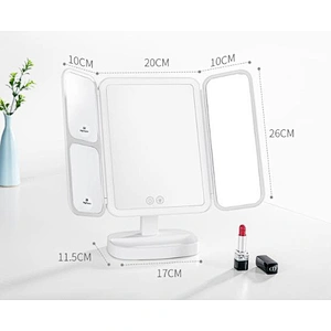 Smart desktop LED makeup mirror with light magnification portable web celebrity dormitory folding dressing mirror