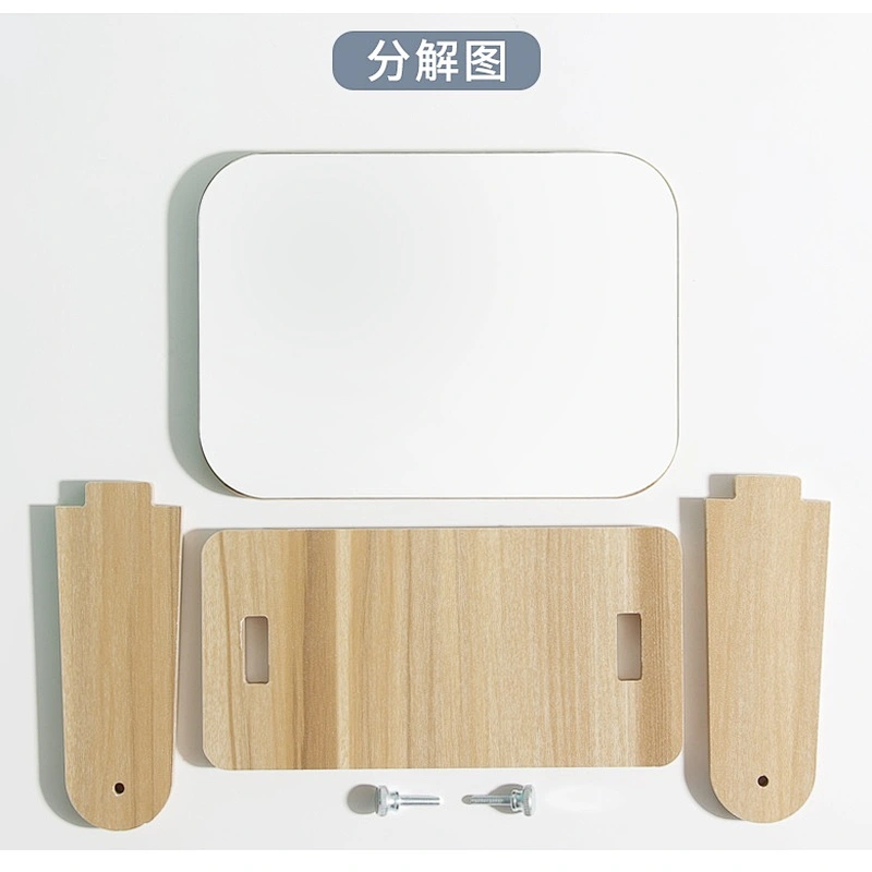 Double-side magnifying wood frame desktop stand mirror