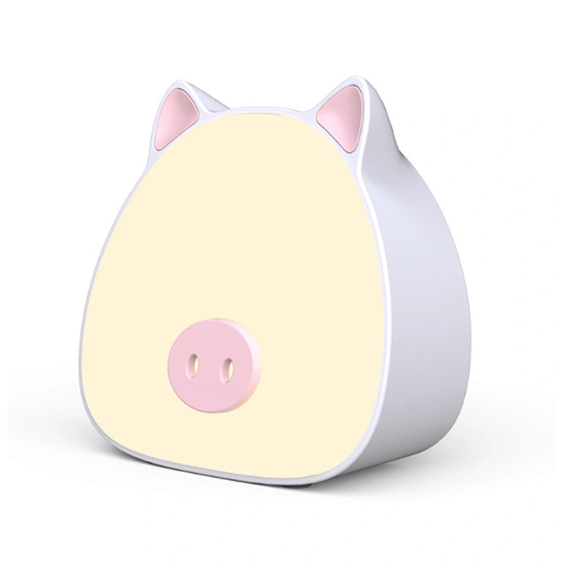 mobile hand travel cartoon pig USB rechargeable mini air cooling fan LED make up mirror