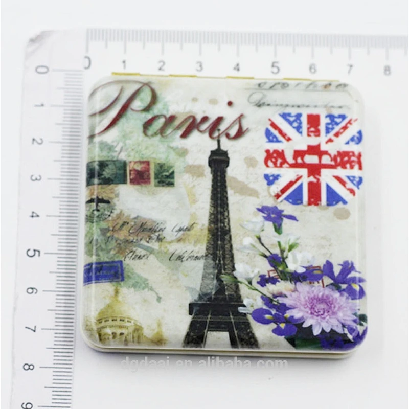 Portable travel mirror compact Christmas gift two side square plastic cosmetic mirror portable folding cheap custom makeup mirror