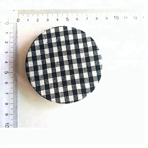 promotional gifts custom round Lattice pattern cotton fabric chrame plated folding makeup mirror