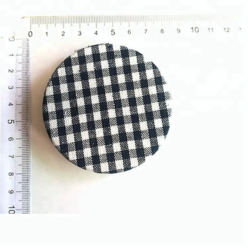 promotional gifts custom round Lattice pattern cotton fabric chrame plated folding makeup mirror