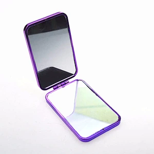 Square purple plastic custom wholesale cosmetic mirror