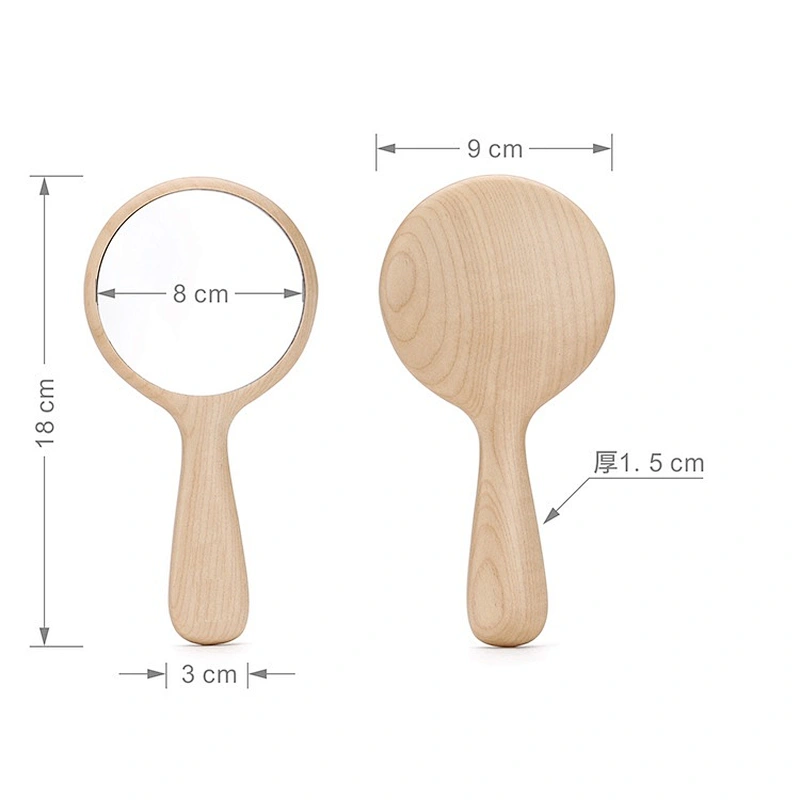 Handle mirror health Mini wooden make up mirror