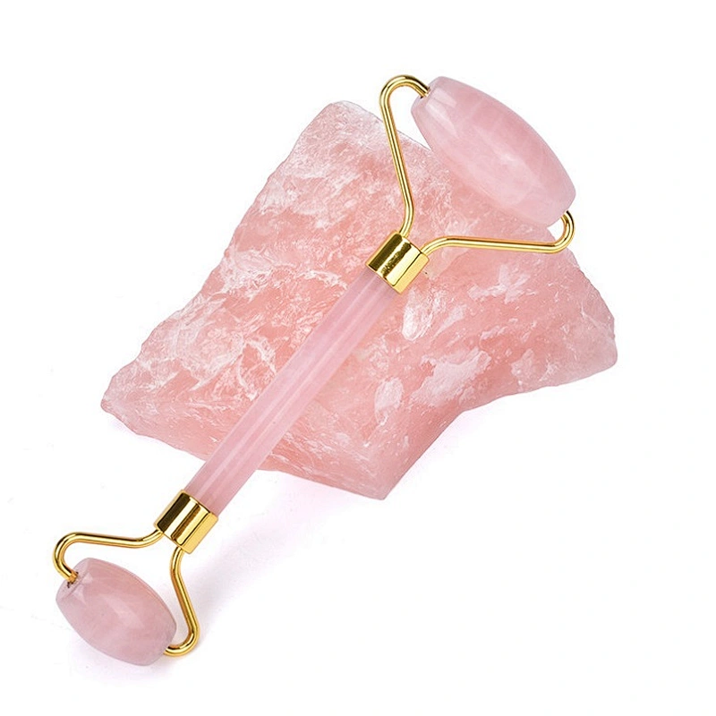 100% Natural Quartz Roller Beauty Rose Pink Jade Slimming Beauty Machine Facial Massager Roller for Face