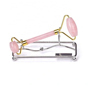 100% Natural Quartz Roller Beauty Rose Pink Jade Slimming Beauty Machine Facial Massager Roller for Face