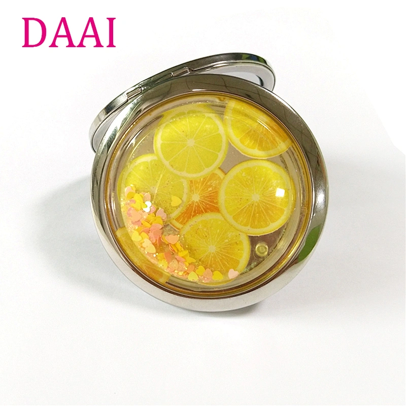 Wholesales round glitter chrome cosmetic mirror with TUV factory audit