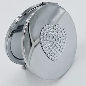 Circular stainless iron set auger business gifts customized portable cosmetic mirror