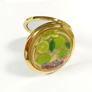 custom logo round glitter makeup mirror with Sedex factory audit