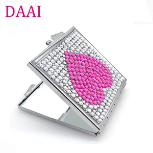 China factory custom plain double sided stainless iron pocket mirror with push botton and ISO9001 audit