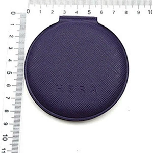 Wholesales advertising double sides leather purple handheld compact mirror