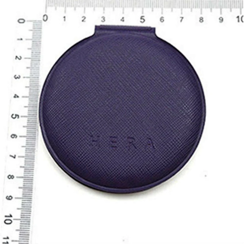 Wholesales advertising double sides leather purple handheld compact mirror