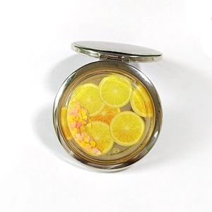 Wholesales round glitter chrome cosmetic mirror with TUV factory audit