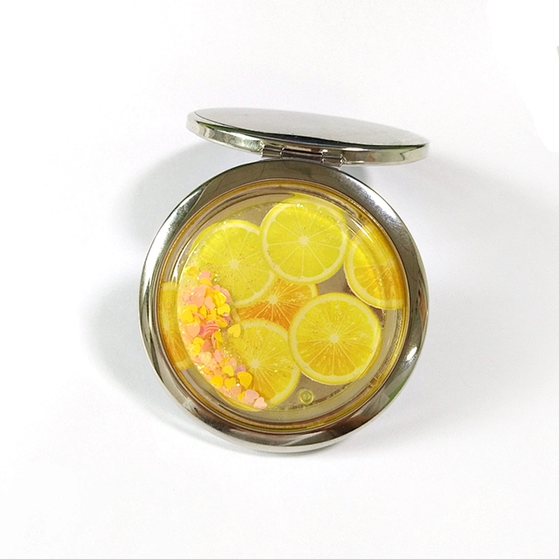 Wholesales round glitter chrome cosmetic mirror with TUV factory audit