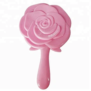 wholesale custom beauty product single rose shape makeup hand held mirror