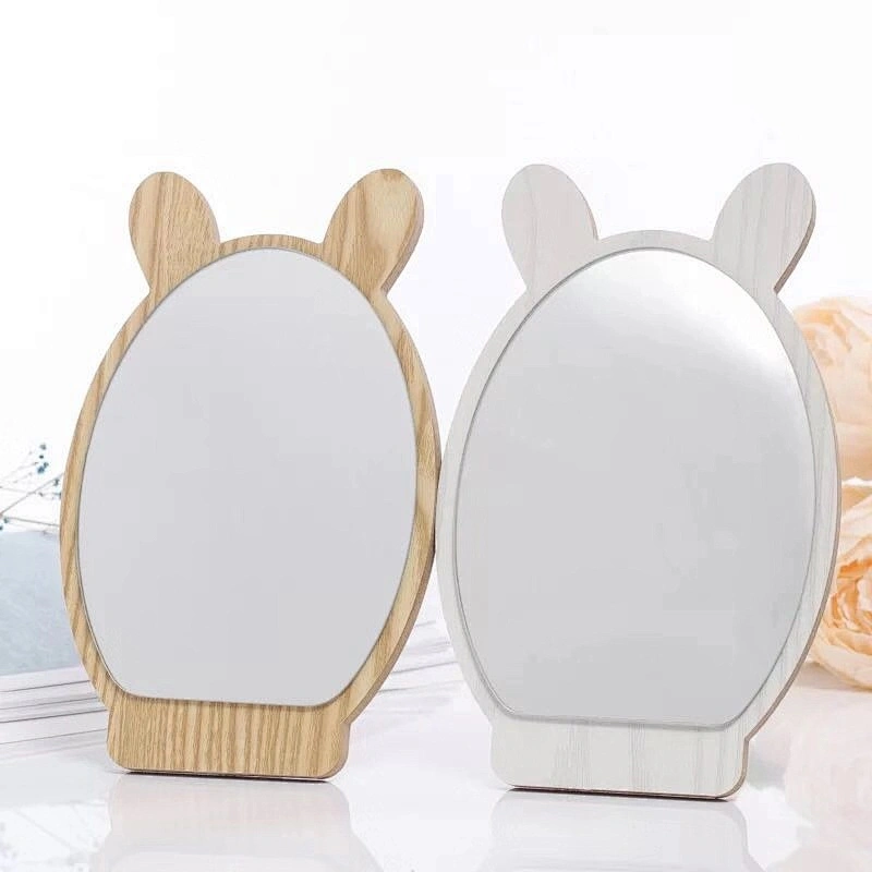 simple design desktop wooden make up mirror mini wood mirror