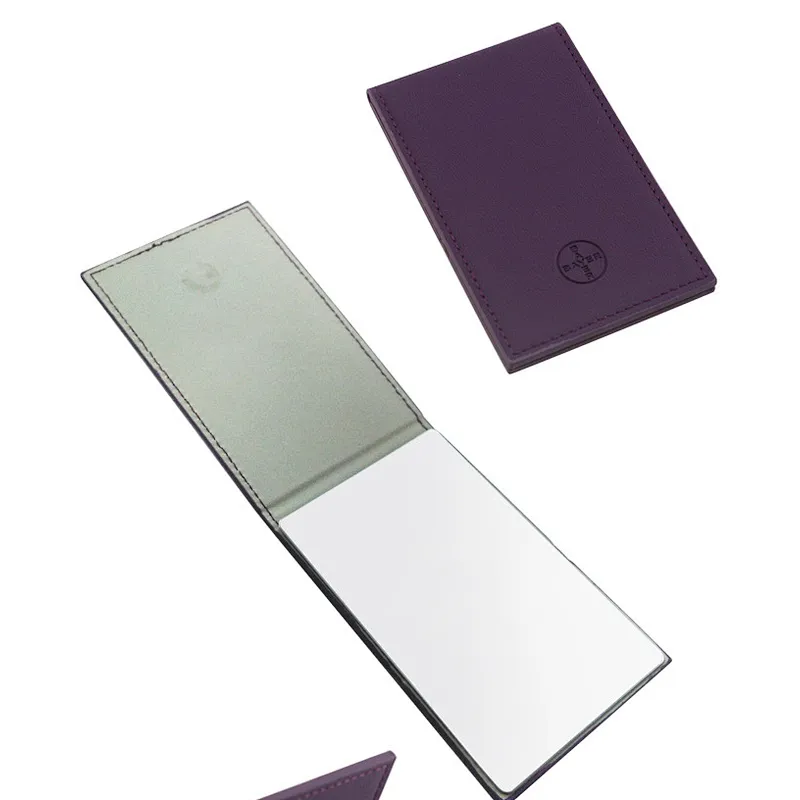 Export To Japan PU leather stainless steel folding mirror hd desktop leather folding mirror custom