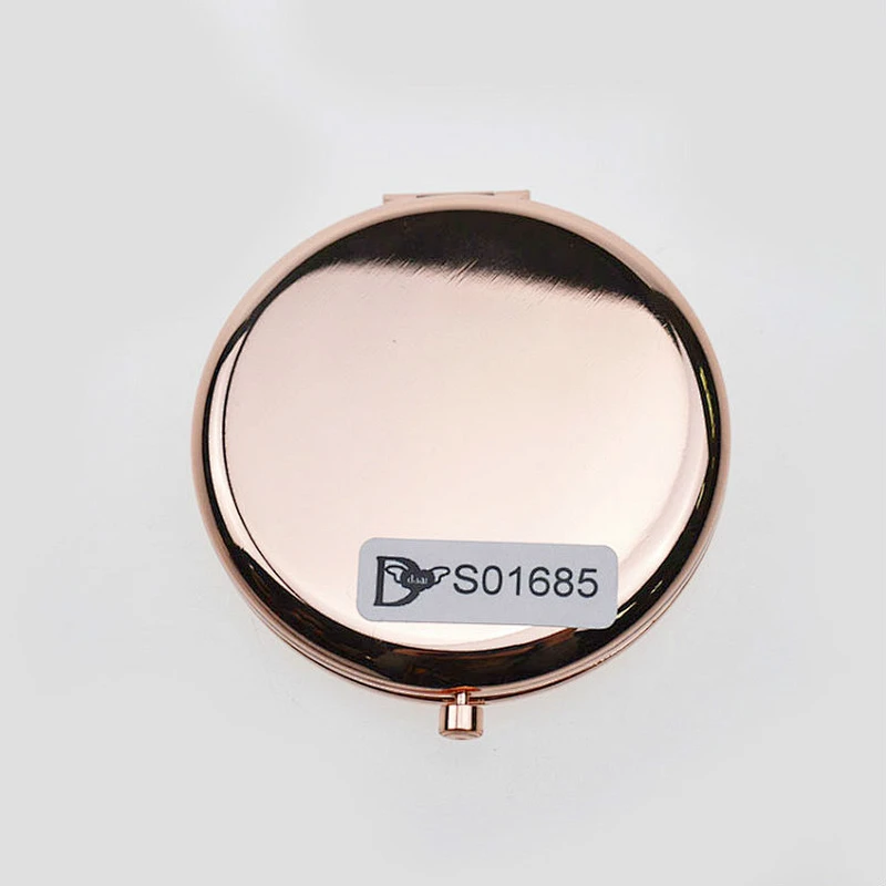 70 mm customized logo double side pocket cosmetic compact gold round plain mirror