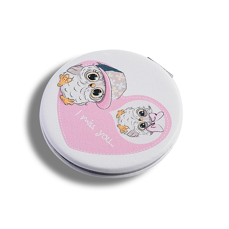 2020 new arrived metal customized pu leather round stylish pocket mirror