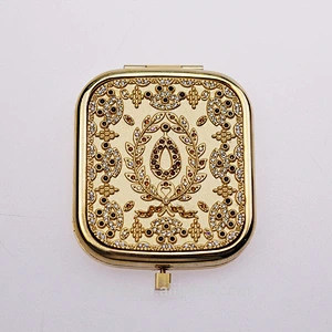 Compact mirror wholesale promotional folding round double sides foldable metal compact mirror
