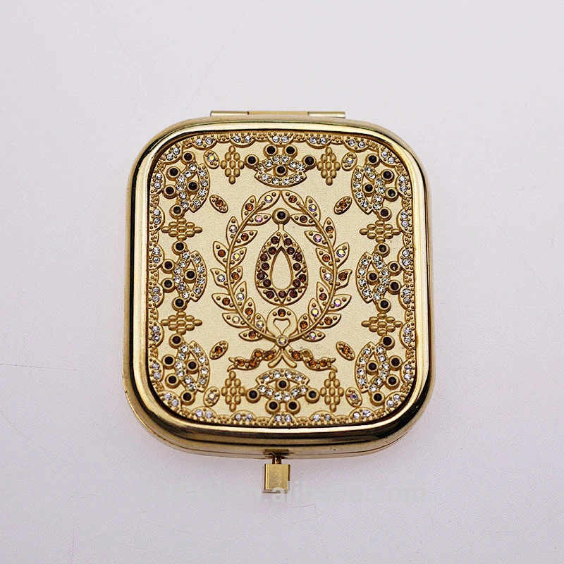 Compact mirror wholesale promotional folding round double sides foldable metal compact mirror