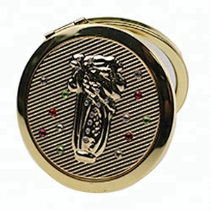 business gifts custom zinc alloy pattern gold plated vanity makeup mirror
