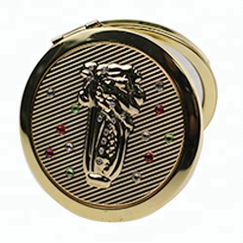 business gifts custom zinc alloy pattern gold plated vanity makeup mirror