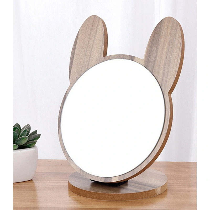 Modern Style Desktop Red wood Mdf Cheap Makeup Cosmetic Mirrors