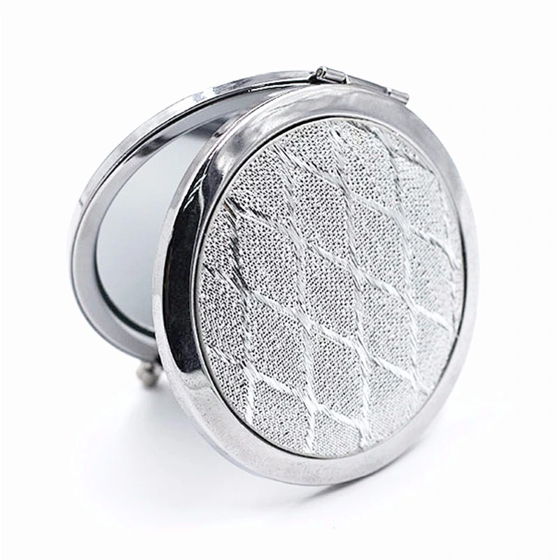 Round silver cloth business gifts wholesale custom cosmetic mirror