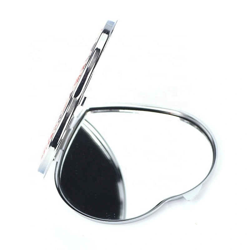 Fashion Heart Shape Custom Design PU Leather Gold Metal Frame cosmetic Mirror