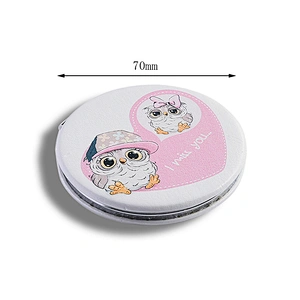 2020 new arrived metal customized pu leather round stylish pocket mirror