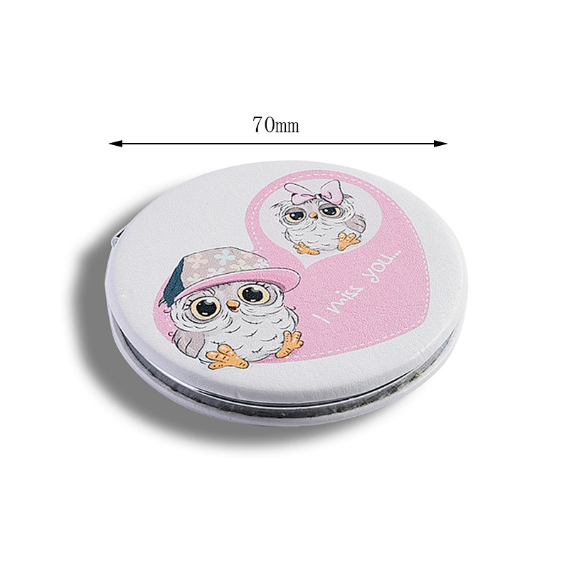 2020 new arrived metal customized pu leather round stylish pocket mirror