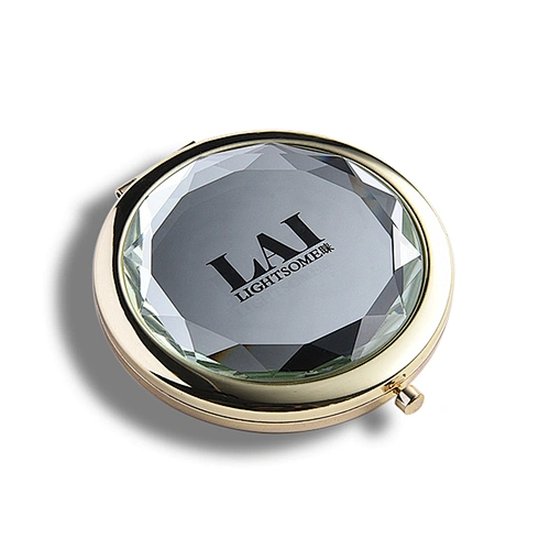 Private Label Glass Diamond Cute Unique Crystal Gold Golden Cosmetic Pocket  Mirrors