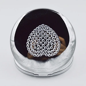 Circular stainless iron set auger business gifts customized portable cosmetic mirror
